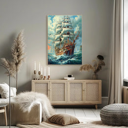 Majestic Sailing Ship At Sea Poster