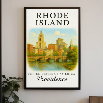 Providence Rhode Island Historic Riverwalk Downtown Travel Poster Travel Poster
