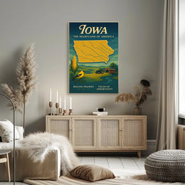 Iowa Heartland Vintage Travel Poster