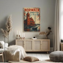 Norwalk Waterfront Vintage Scene Urban Cityscape Poster