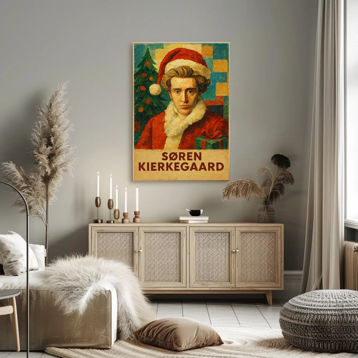 Festive Kierkegaard Christmas Pop Art Cultural Poster