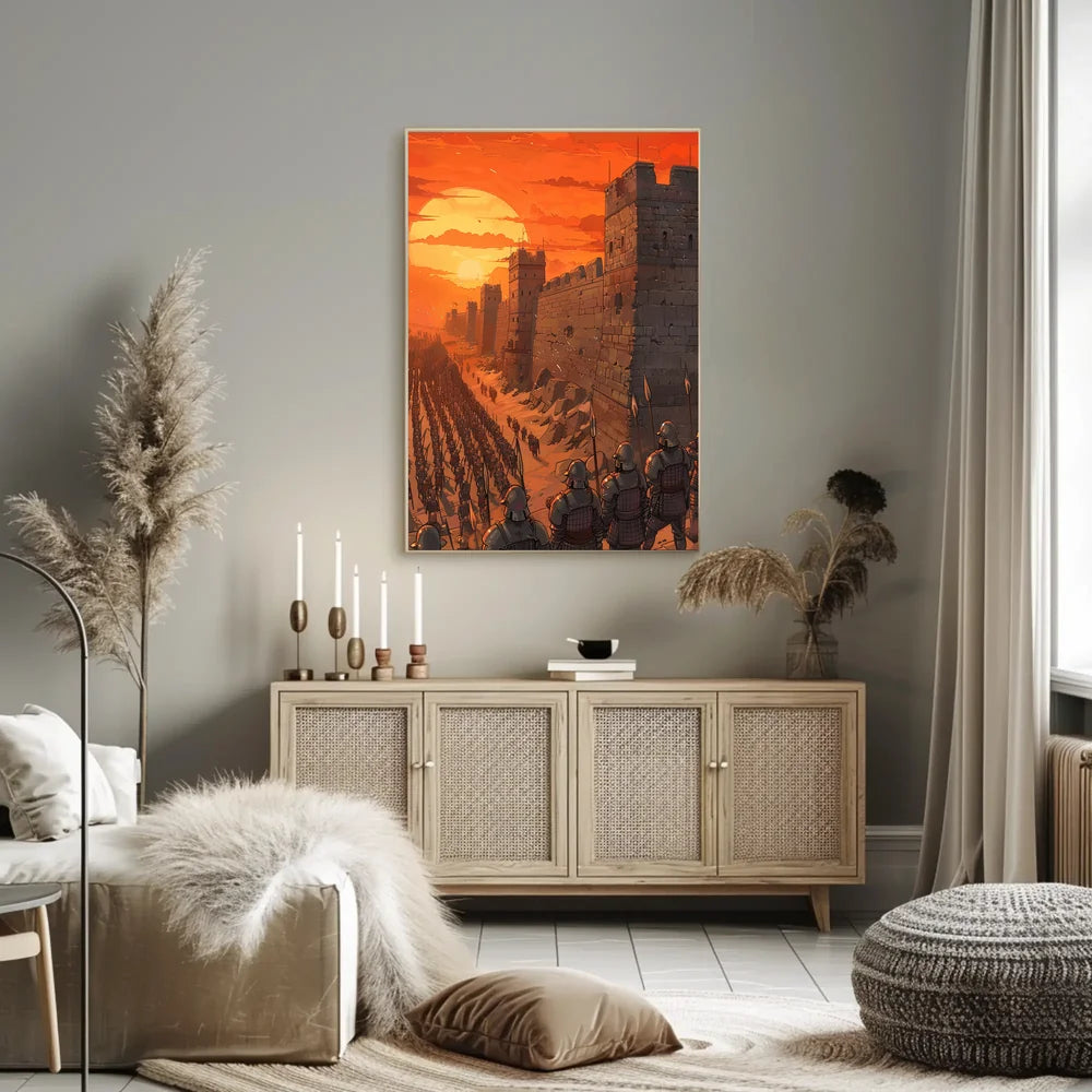 Medieval Army Marching at Sunset Epic Poster