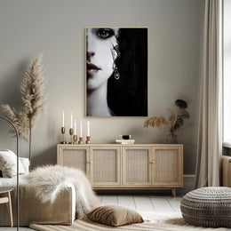 Striking Surreal Portrait Black & White Artistic Poster PosterGoat