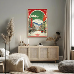 Stylized Sapporo Cityscape Poster Wall Art Print