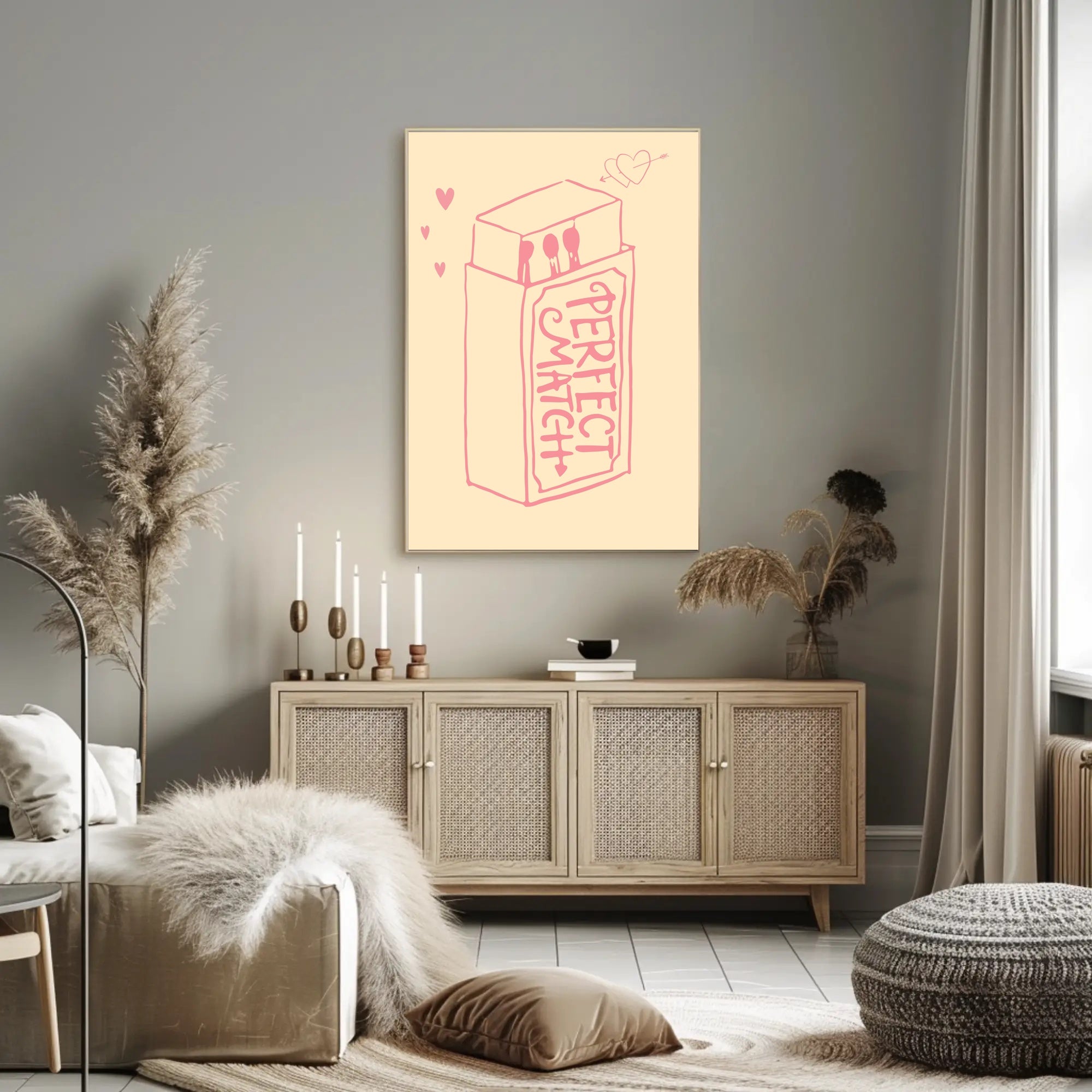 Perfect Match: Love Romance Minimalist Design Artistic Poster PosterGoat