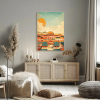 Classic Chinese Architecture: Art Poster with Vibrant Colors