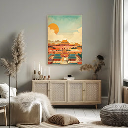 Classic Chinese Architecture: Art Poster with Vibrant Colors