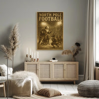 North Pole Football Vintage Holiday Sports Poster