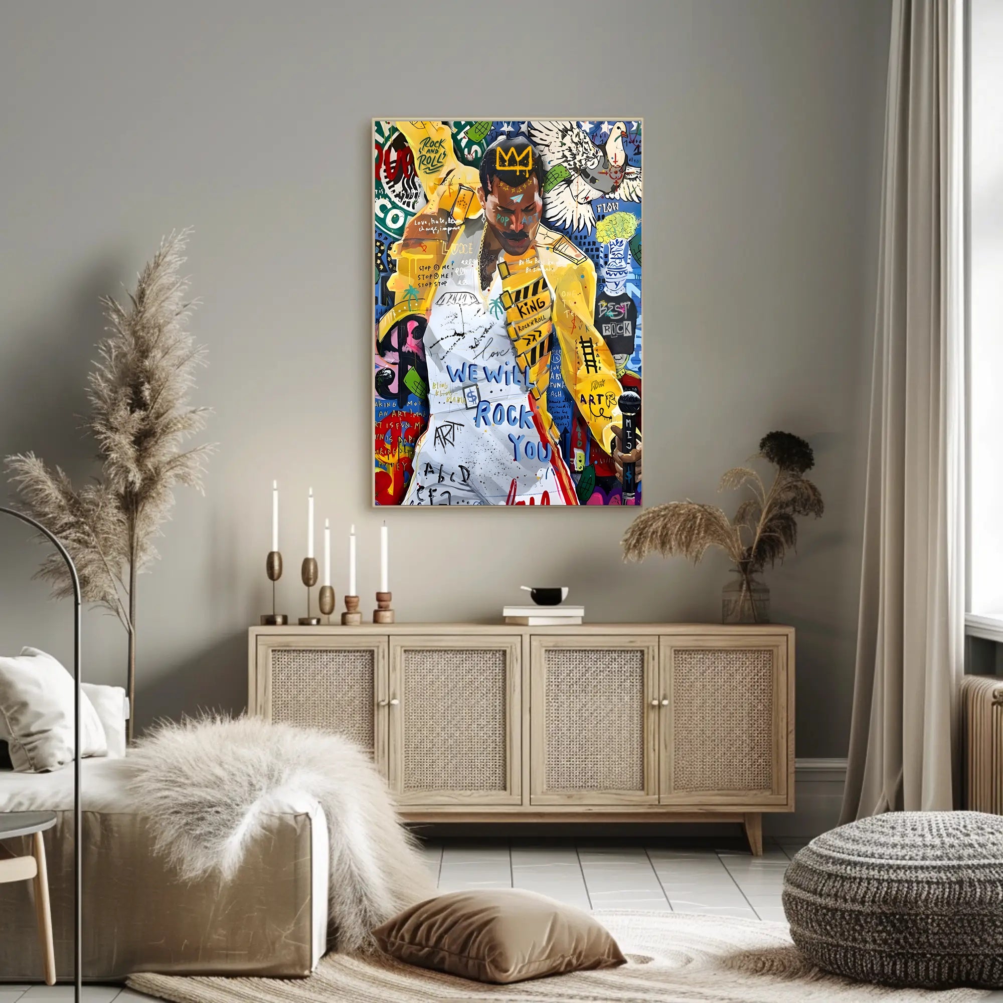 Iconic Rock Star in Motion Pop Culture Poster