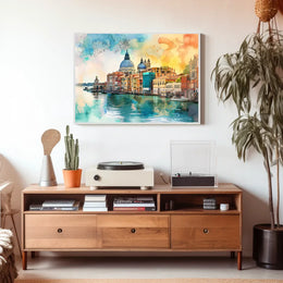 Venice Watercolor Poster: Romantic Canal and Architecture