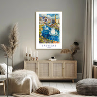 Las Vegas Cityscape Watercolor Illustration Travel Poster PosterGoat