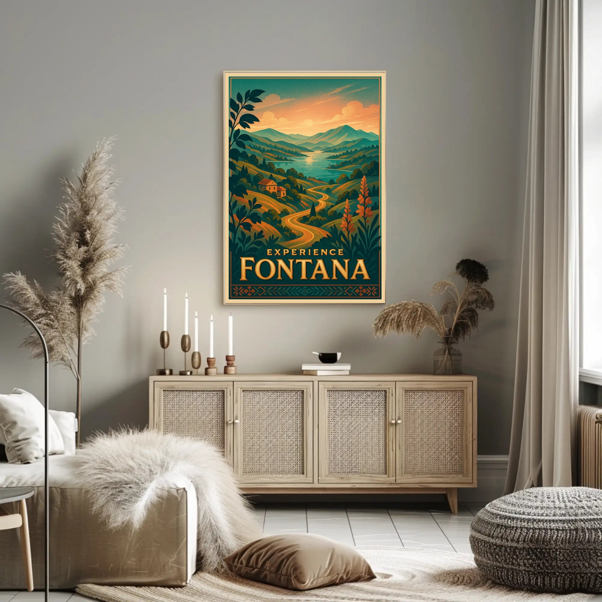 Sunset Serenity: European Countryside Travel Poster