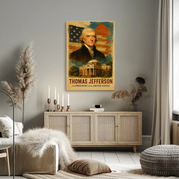 Thomas Jefferson 3rd President of the United States Layered Digital Collage Poster