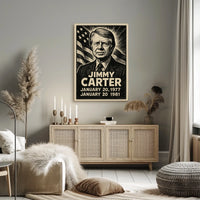 Jimmy Carter 39th President of the United States B & W Comic Sketch Poster