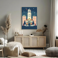 Winter Night at the Clock Tower Poster
