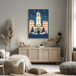 Winter Night at the Clock Tower Poster