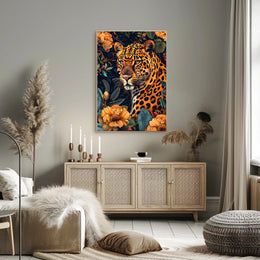 Majestic Leopard in Bloom Wall Art Print
