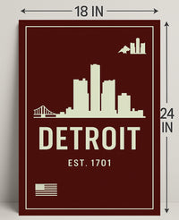 Detroit Skyline Est. 1701 Poster PosterGoat