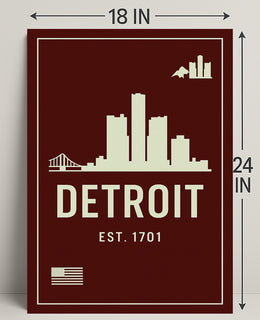 Detroit Skyline Est. 1701 Poster PosterGoat
