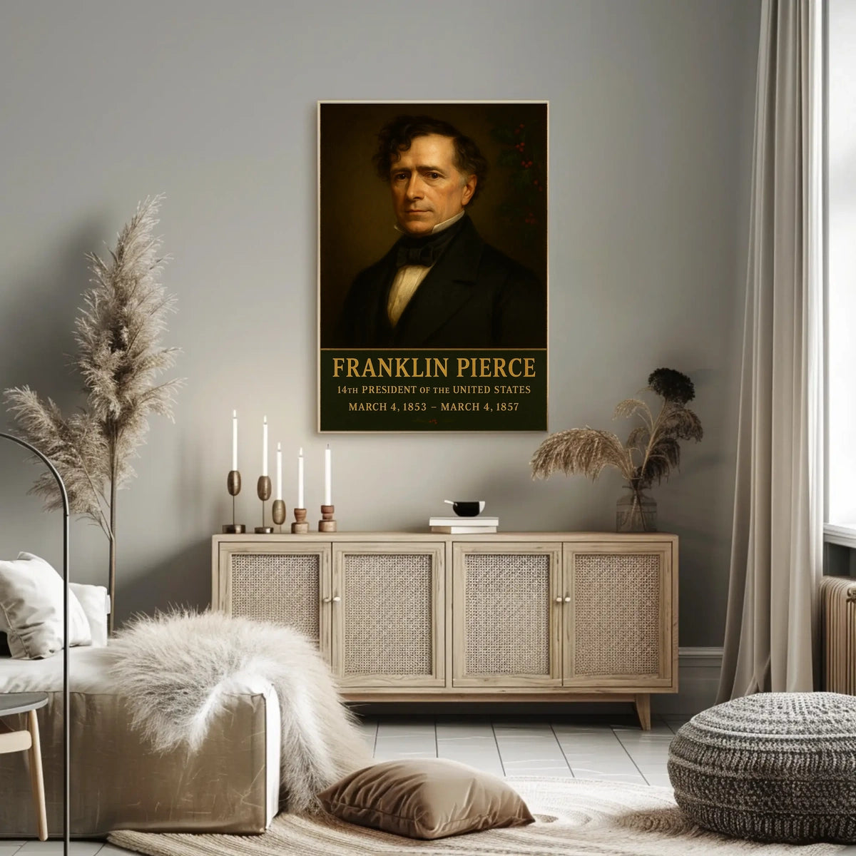 Franklin Pierce Portrait Historical Presidential Poster