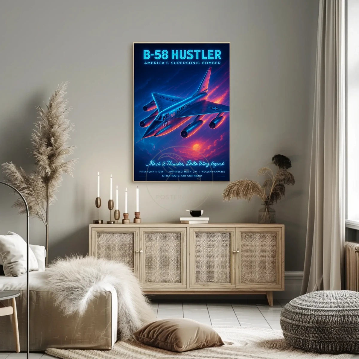 B-58 Hustler Vintage Military Aircraft Art Poster