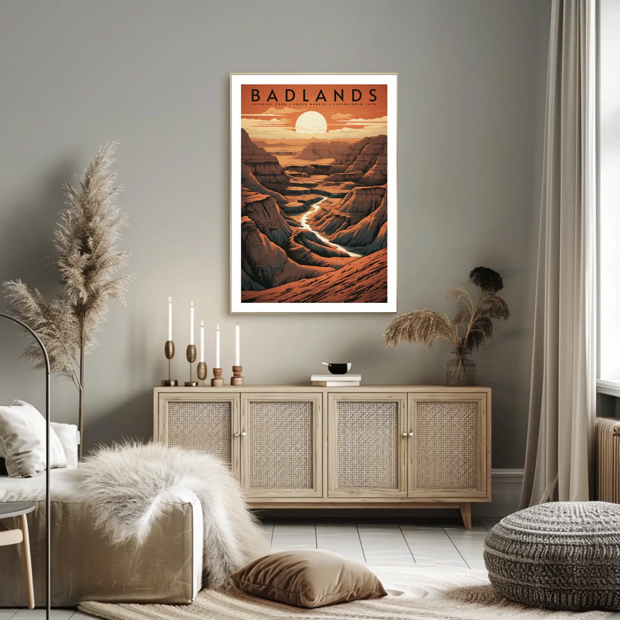 Badlands National Park Travel Poster Vintage Wall Art