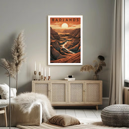 Badlands National Park Travel Poster Vintage Wall Art