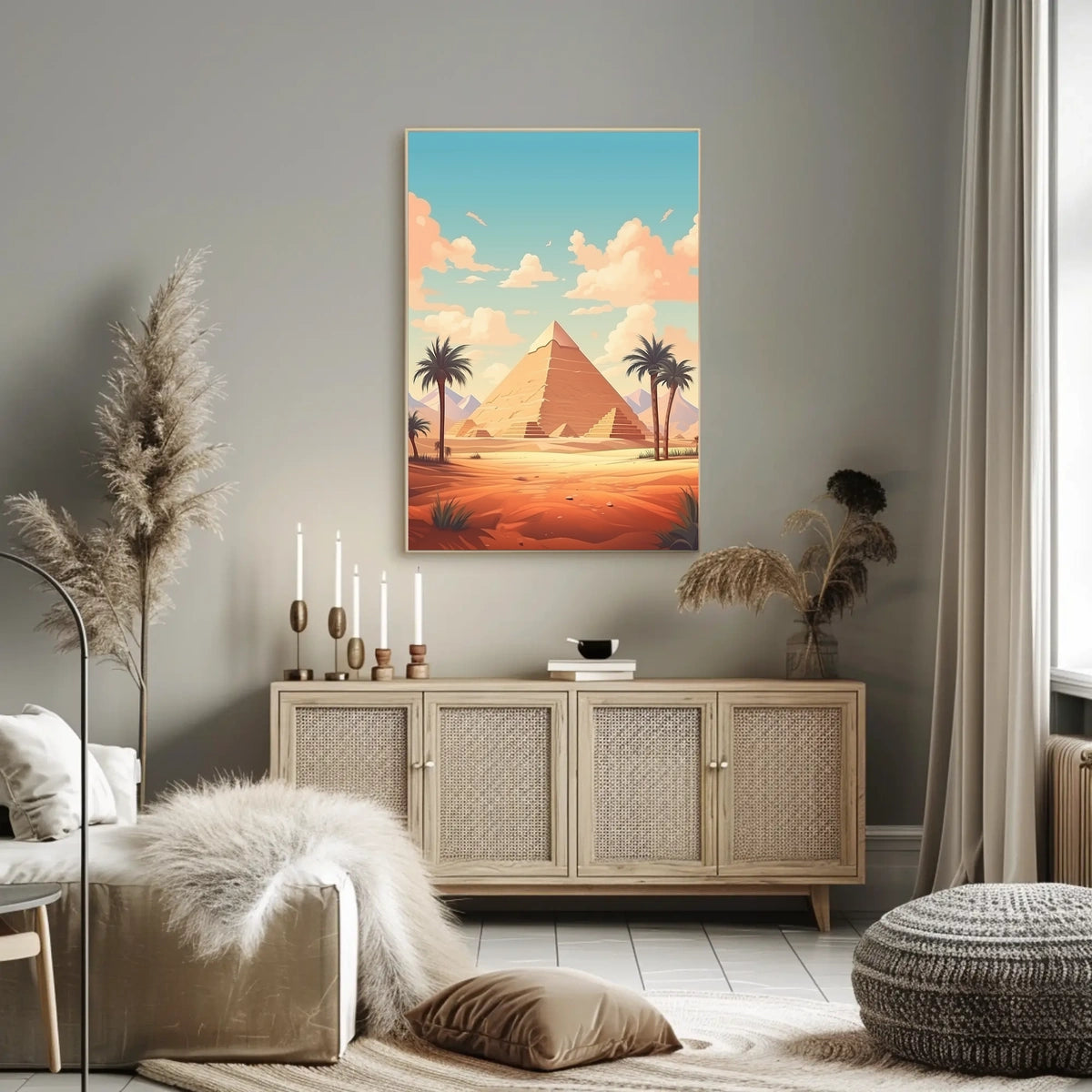 Ancient Egyptian Landscape with Pyramid Cultural Heritage Poster