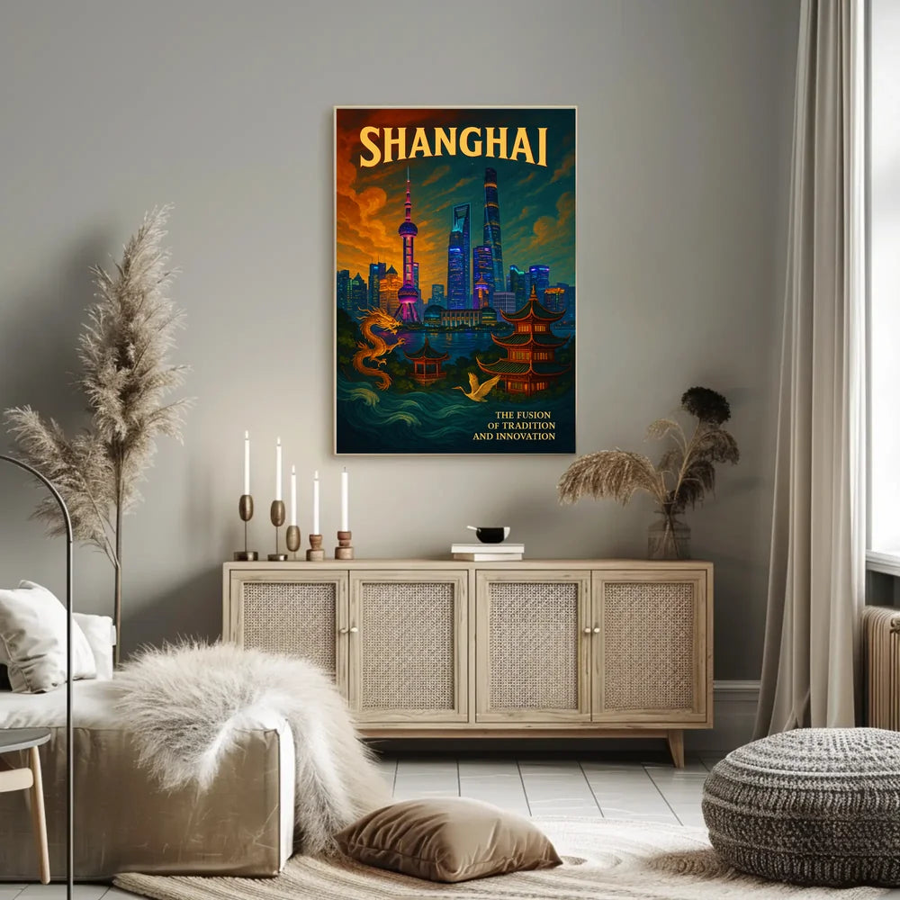 Shanghai's Vibrant Fusion Cityscape Urban or Cityscape Poster PosterGoat