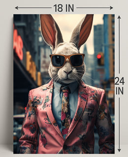 Stylish Rabbit In The City Poster