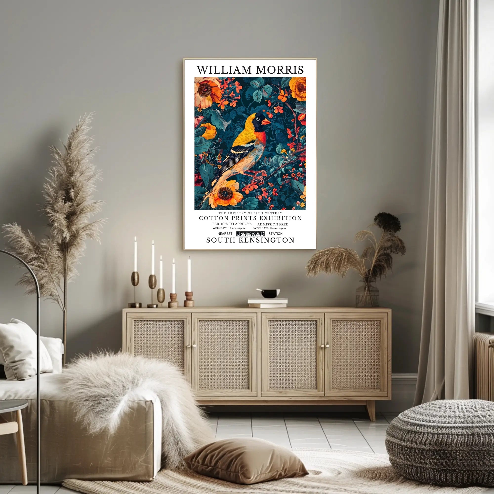 William Morris Nature-Inspired Decorative Art Exhibition Poster