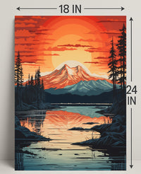 Serene Mountain Sunset Poster PosterGoat