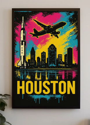 Houston Texas Rocket City Skyline Art Poster