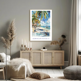 Tropical Beach Paradise in Watercolor Travel Poster PosterGoat