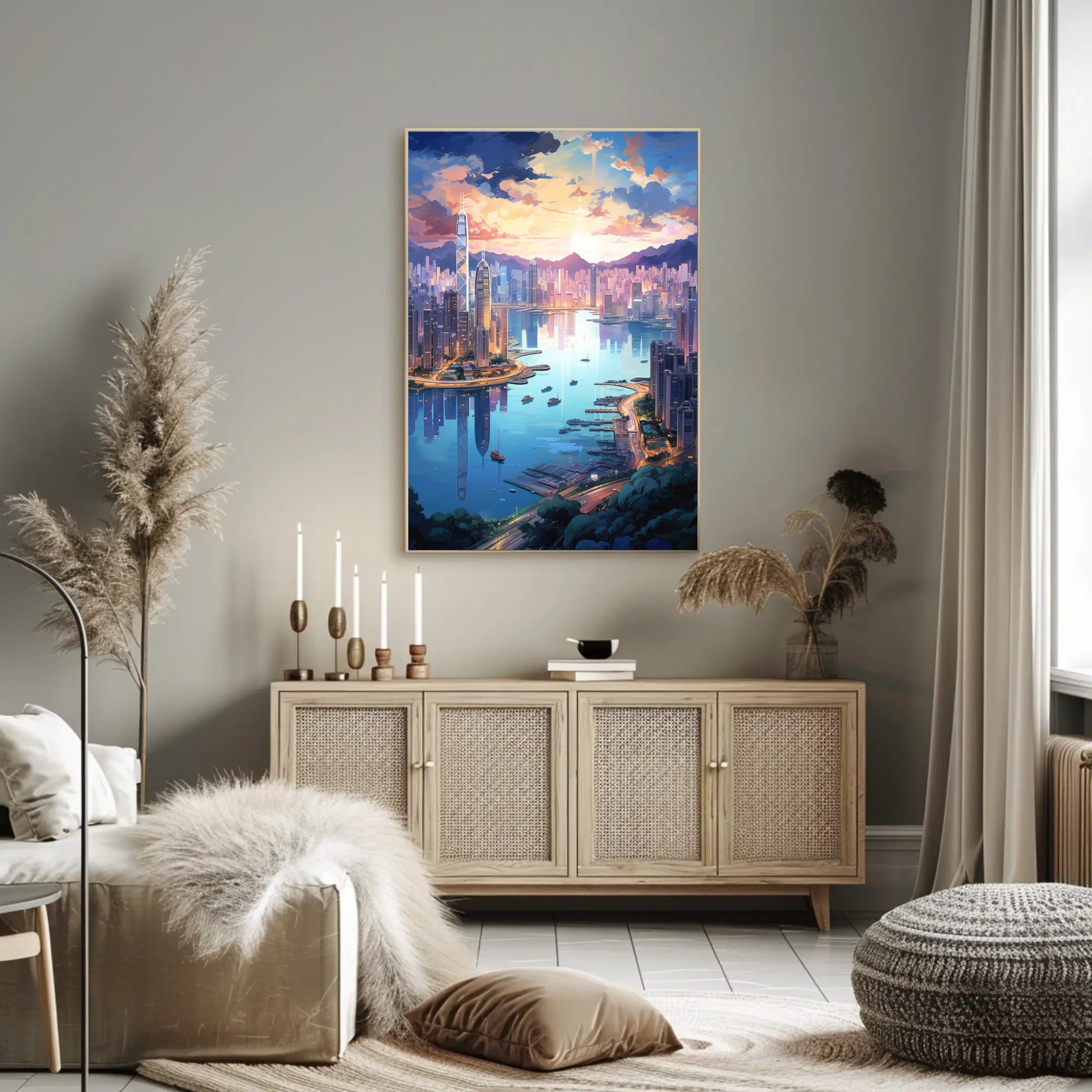 Modern Cityscape Art Vibrant Urban Scene Artistic Poster
