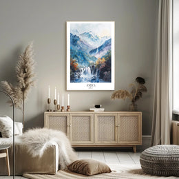 Andes Mountains Watercolor Landscape Art - Travel Poster PosterGoat