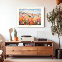 Vibrant Flower Market in Italy Travel Poster