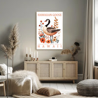 The poster features an illustrated depiction of the Hawaiian Goose, also known as Poster