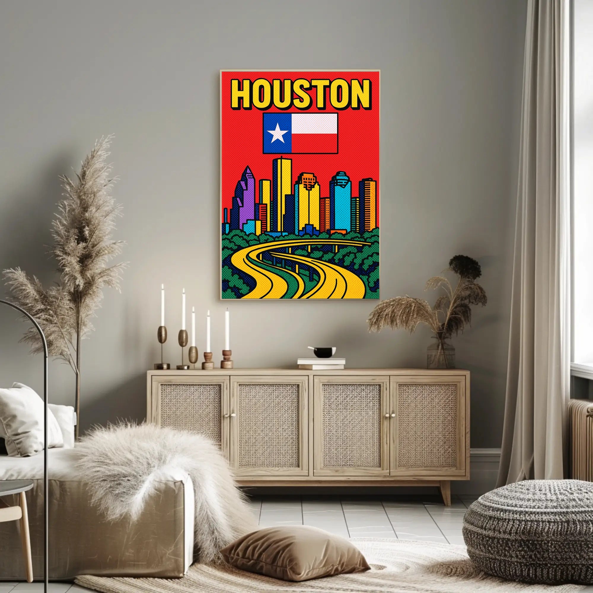 Houston Skyline Pop Art Poster PosterGoat