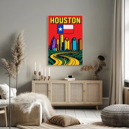 Houston Skyline Pop Art Poster PosterGoat