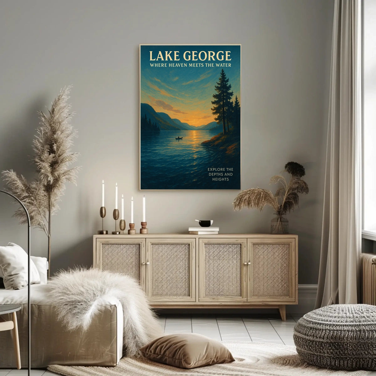 Lake George Sunrise Tranquility Poster Vintage Wall Art