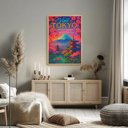Visit Tokyo Cherry Blossoms Mount Fuji Poster