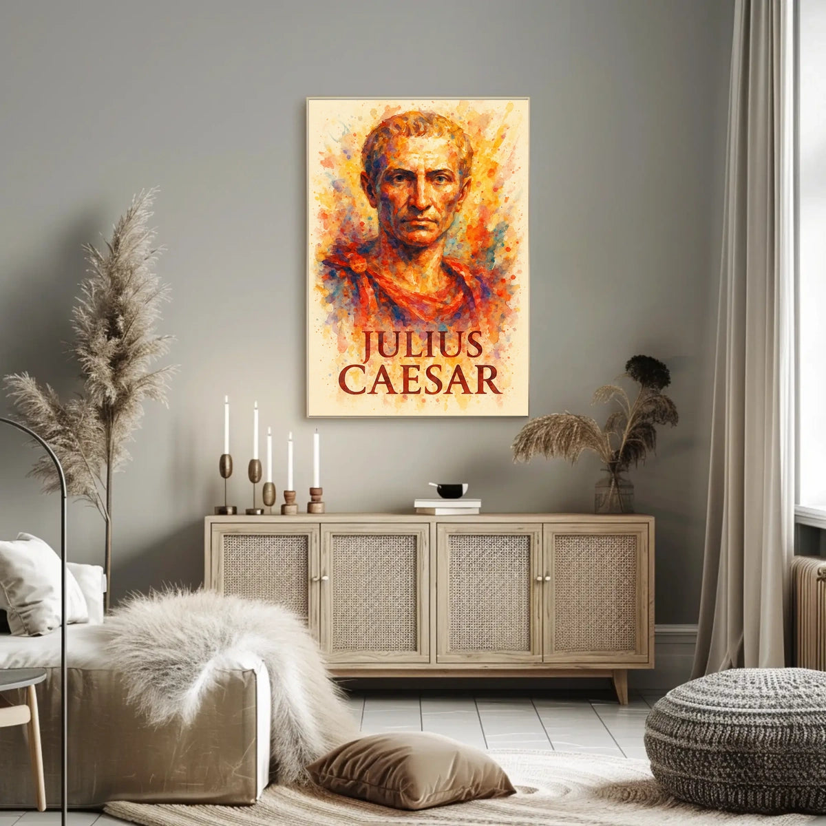 Julius Caesar Roman History Watercolor Art Poster