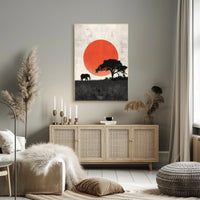 Serengeti Silhouette Poster Minimalist Sunset Print