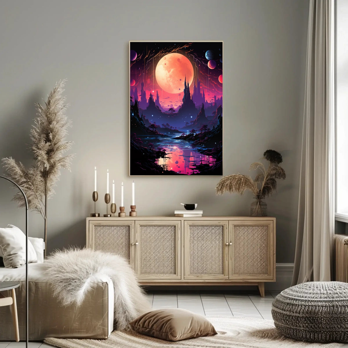 Surreal Cosmic Landscape: Vibrant Alien World Poster