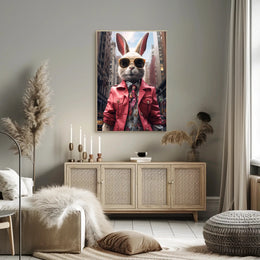 Stylish Rabbit In The City Poster
