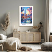 Hong Kong Skyline Vibrant Urban Cityscape Travel Poster PosterGoat