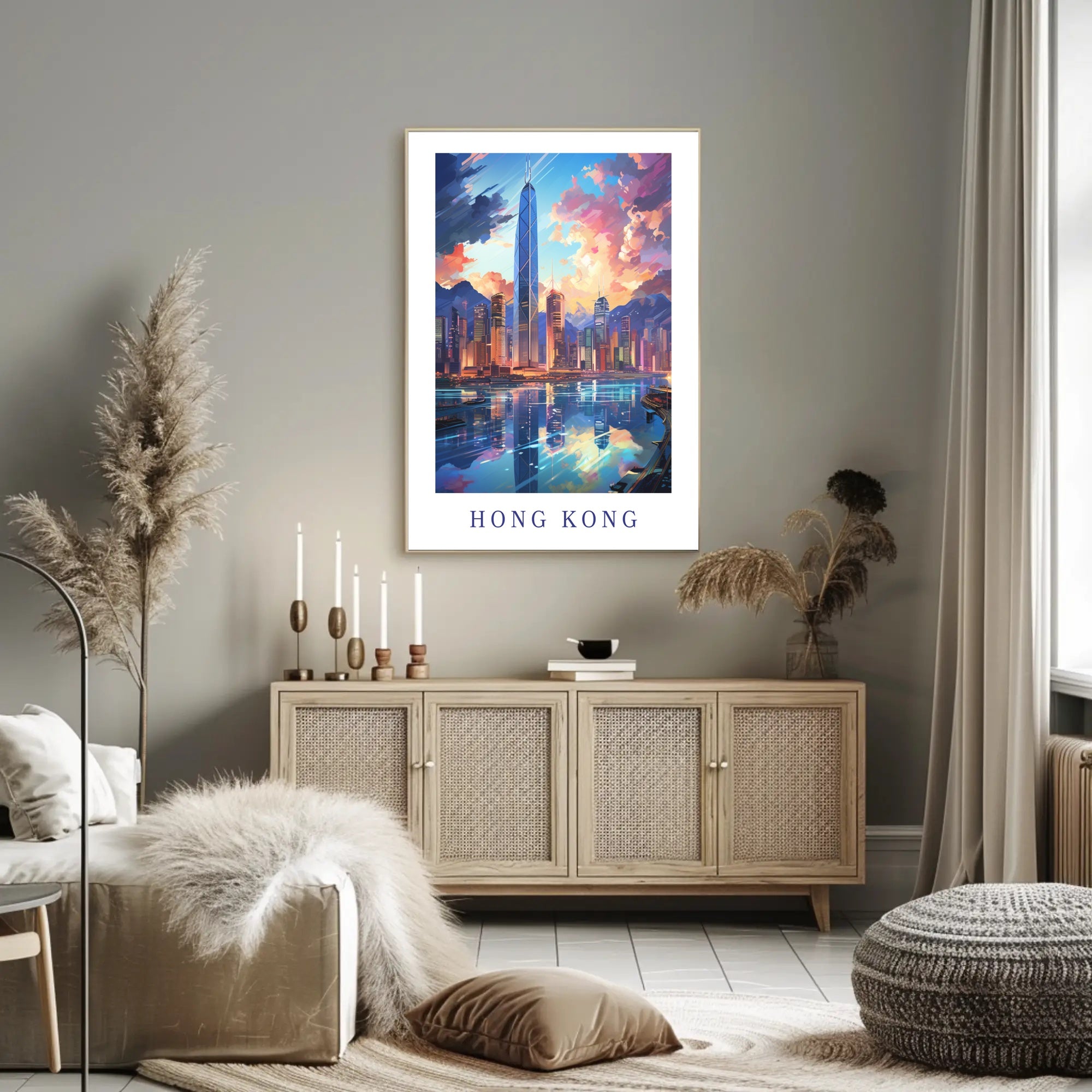 Hong Kong Skyline Vibrant Urban Cityscape Travel Poster PosterGoat