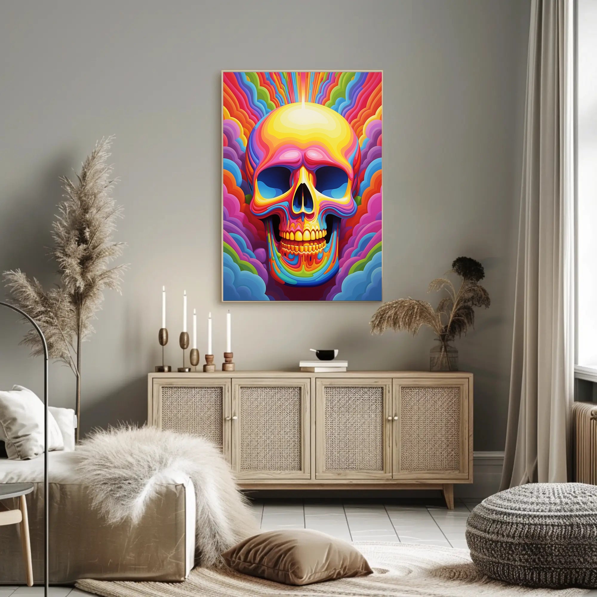 Vivid Skull Illusion Poster PosterGoat