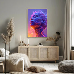 Vibrant Surreal Face with Futuristic Design Artistic Poster PosterGoat
